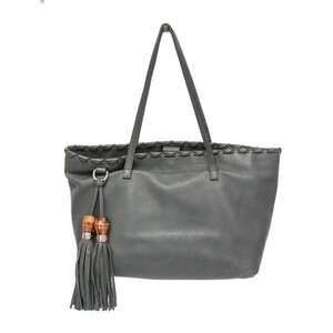 Gucci Bamboo Tassel 354665 Women's Leather Tote Bag Gray